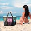 Extra Large Beach Bag, Mesh Beach Tote Bag Great Beach and Pool Bag for Family, Durable Oversized Beach Bag, Black