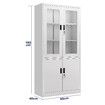 Steel Filing Cabinet Locker Office File Storage Shelves Lockable Cupboard Garage Organiser Tempered Glass 185x90x40cm