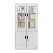 Steel Filing Cabinet Locker Office File Storage Shelves Lockable Cupboard Garage Organiser Tempered Glass 185x90x40cm