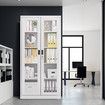 Steel Office Cabinet Filing Storage Shelf Lockable Tempered Glass Door Display Cupboard Rack Home Garage 185x90x40cm