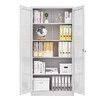 Steel Office Cabinet Filing Storage Shelf Lockable Tempered Glass Door Display Cupboard Rack Home Garage 185x90x40cm