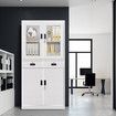 185cm Steel File Cabinet Lockable Drawer Filing Storage Shelves Cupboard Locker Stationary Tempered Glass Office Garage