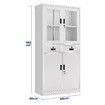 185cm Steel File Cabinet Lockable Drawer Filing Storage Shelves Cupboard Locker Stationary Tempered Glass Office Garage