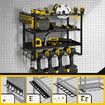 Power Tool Organiser 4 Tier Wall Mounted Garage Shelving Unit Metal Storage Shelves Rack Drill Wrench Holder Warehouse Hanger