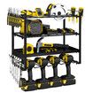 Power Tool Organiser 4 Tier Wall Mounted Garage Shelving Unit Metal Storage Shelves Rack Drill Wrench Holder Warehouse Hanger