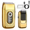 Electric Razor Shavers Foil for Men, Rechargeable Beard Trimmer Grooming Kit with LED Adjustable 3 Gears Detachable Blade Color Gold
