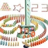 Auto Dominoes Train Set 200PCS Automatic Colourful Lighting Sound Creative Dominos Fun Game Play Toy for Kids Age 3-8 Green
