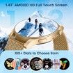 Smartwatch for Women 1.43" Touchscreen Smart Watch Answer/Make Call with Sleep Monitor 100+ Sports Modes Fitness Tracker for Android iOS(1Pack-Gold)