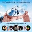 Smartwatch Womens Touchscreen Call Fitness Tracker Sleep Monitor 100 Sports Modes Android iOS 1.43inch Pink Heart Rate Waterproof