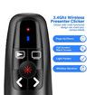 2 in 1 USB Type C Presentation Clicker, Clicker for PowerPoint Presentations, Rechargeable Wireless Presenter Remote, Pointer RF 2.4GHz USB PowerPoint Clicker Slide Advancer with Volume Control
