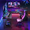 Gaming Desk L Shaped Corner Computer Racer Standing Side Table Drawer with LED Lights Storage Shelves Carbon Fibre