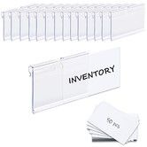 Basket Labels Clip On,50PCS Clear Plastic Bin Clip Labels,Wire Shelf Price Labels,Merchandise Sign Display Holder,50PCS 6X4CM Label Inserts Included