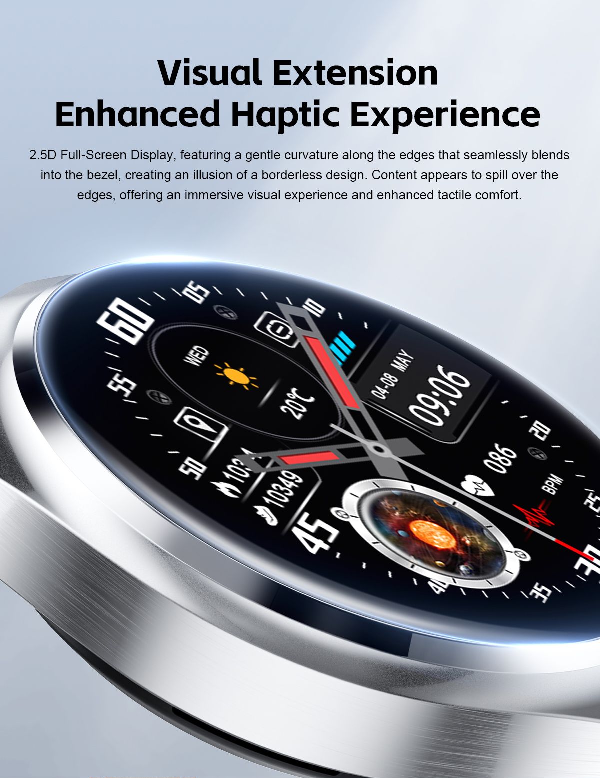 New Headset Smart Watch 2-in-1 1.53 Inch Round Screen Dual Call NFC Stainless Steel Body IP67 Mens Watches Color Silver