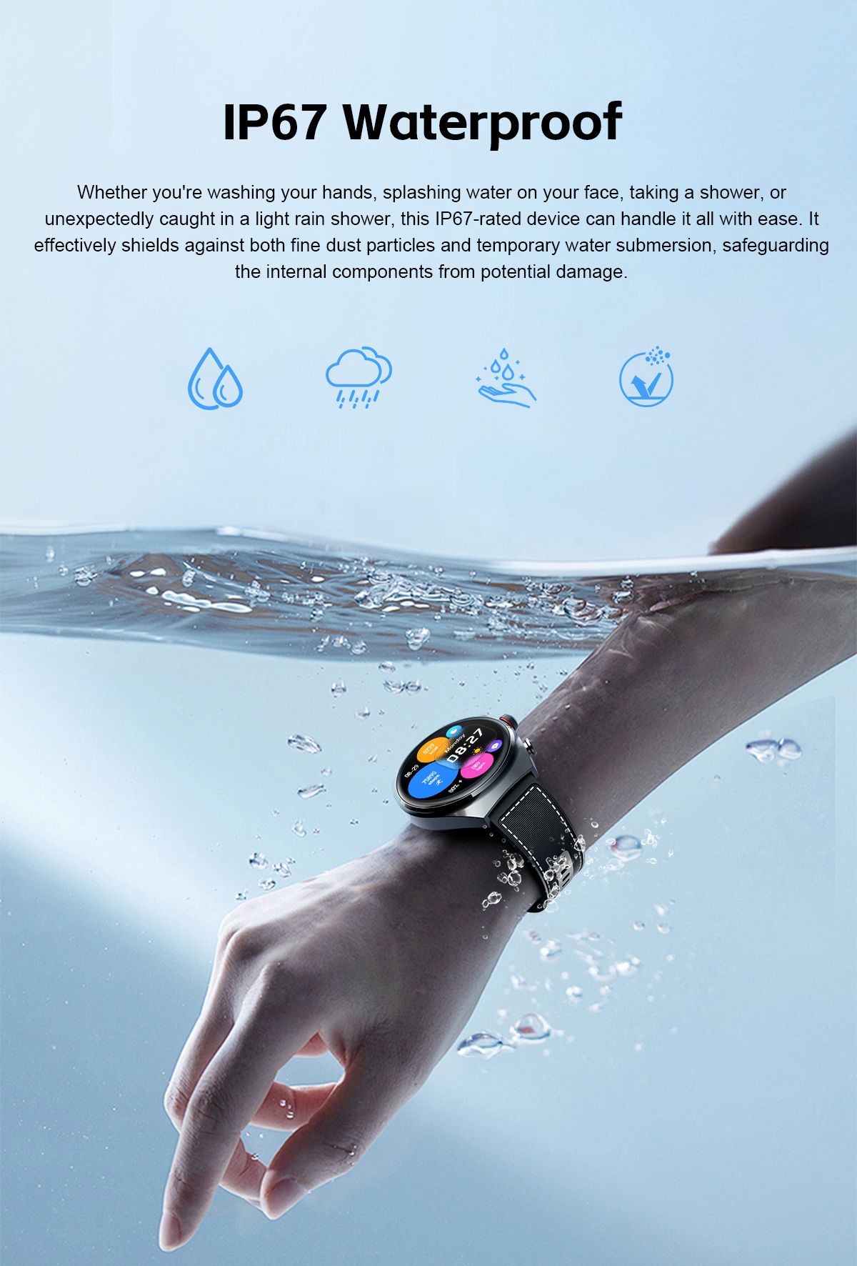 New Headset Smart Watch 2-in-1 1.53 Inch Round Screen Dual Call NFC Stainless Steel Body IP67 Mens Watches Color Silver