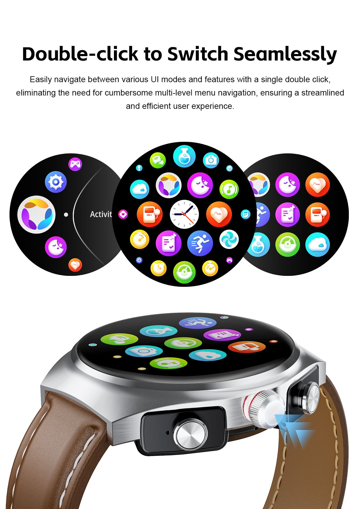 New Headset Smart Watch 2-in-1 1.53 Inch Round Screen Dual Call NFC Stainless Steel Body IP67 Mens Watches Color Black