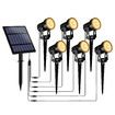 Solar Outdoor Spotlight 6 Headlights Exterior Lamp Garden Landscape Outside Wall Driveway LED Waterproof 3000k Warm Light