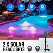 Solar RGB Pond Light 2 Headlights Outdoor Landscape Spotlight Pool Fish Tank Underwater Fountain Lamp Waterproof Multicolours