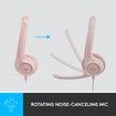 H390 Wired Headset for PC Laptop, Stereo Headphones with Noise Cancelling Microphone, Pink