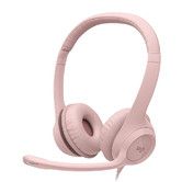 Stereo Headset Logitech H390 Wired PC Laptop Noise Cancelling Microphone Audio Clarity Work Home Calls Pink