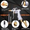 Industrial Air Blow Gun with Brass Adjustable Air Flow Nozzle and 2 Steel Air flow Extension, Pneumatic Air Compressor Accessory Tool Dust Cleaning Air Blower Gun, 1 Pack