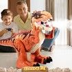 Remote Control T-rex Large Toy for Boys 4-8 Years, Realistic Tyrannosaurus with Water Mist, Light, Roars, Electric Dino Birthday Gift for Kids (Brown)