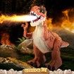 Remote Control T-rex Large Toy for Boys 4-8 Years, Realistic Tyrannosaurus with Water Mist, Light, Roars, Electric Dino Birthday Gift for Kids (Brown)