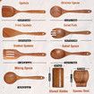 Natural Teak Wooden Kitchen Utensil Set 9 Piece with Spoon Rest Comfort Grip Cooking Utensils and Holder