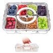 8 Compartment Square Food Storage Divided Serving Tray with Lid and Handle for Fruits Candy Nuts Snacks Ideal for Party Travel Picnics