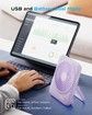Desk Fan Portable Fan Rechargeable,4000mAh Battery Operated Personal Fan,Small Silent Table Fan Travel Fan,4 Speeds Desktop Fan (Purple)