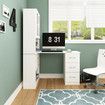 3in1 Computer Laptop Desk and Bookshelf Bookcase Study Table Office Writing Shelving Drawers Cabinets White