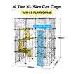 4 Tier Cat Enclosure Cage House XL DIY Metal Rabbit Hutch Ferret Bunny Crate Kitten Fence Kennel Playpen 3 Platforms 3 Ramps