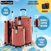 3Pcs Suitcase Luggage Set Expandable Hard Shell Carry On Travel Trolley Lightweight Cabin TSA Lock 2 Covers Rose Gold