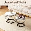 2 Round Coffee Table Set Sofa Bed Side End Nightstand Tea Cafe Cocktail Lounge Lamp Modern Black Metal Faux Marble Top
