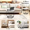 2 Round Coffee Table Set Sofa Bed Side End Nightstand Tea Cafe Cocktail Lounge Lamp Modern Black Metal Faux Marble Top