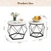 2 Round Coffee Table Set Sofa Bed Side End Nightstand Tea Cafe Cocktail Lounge Lamp Modern Black Metal Faux Marble Top