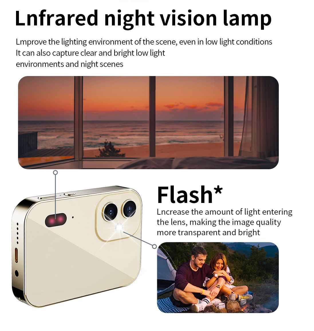 4K CCD Digital Camera 64MP Digital Video Camera with 3 Lens 3 Inch Touch Panel 16X Digital Zoom Built-in Flash IR Night Vision Color White