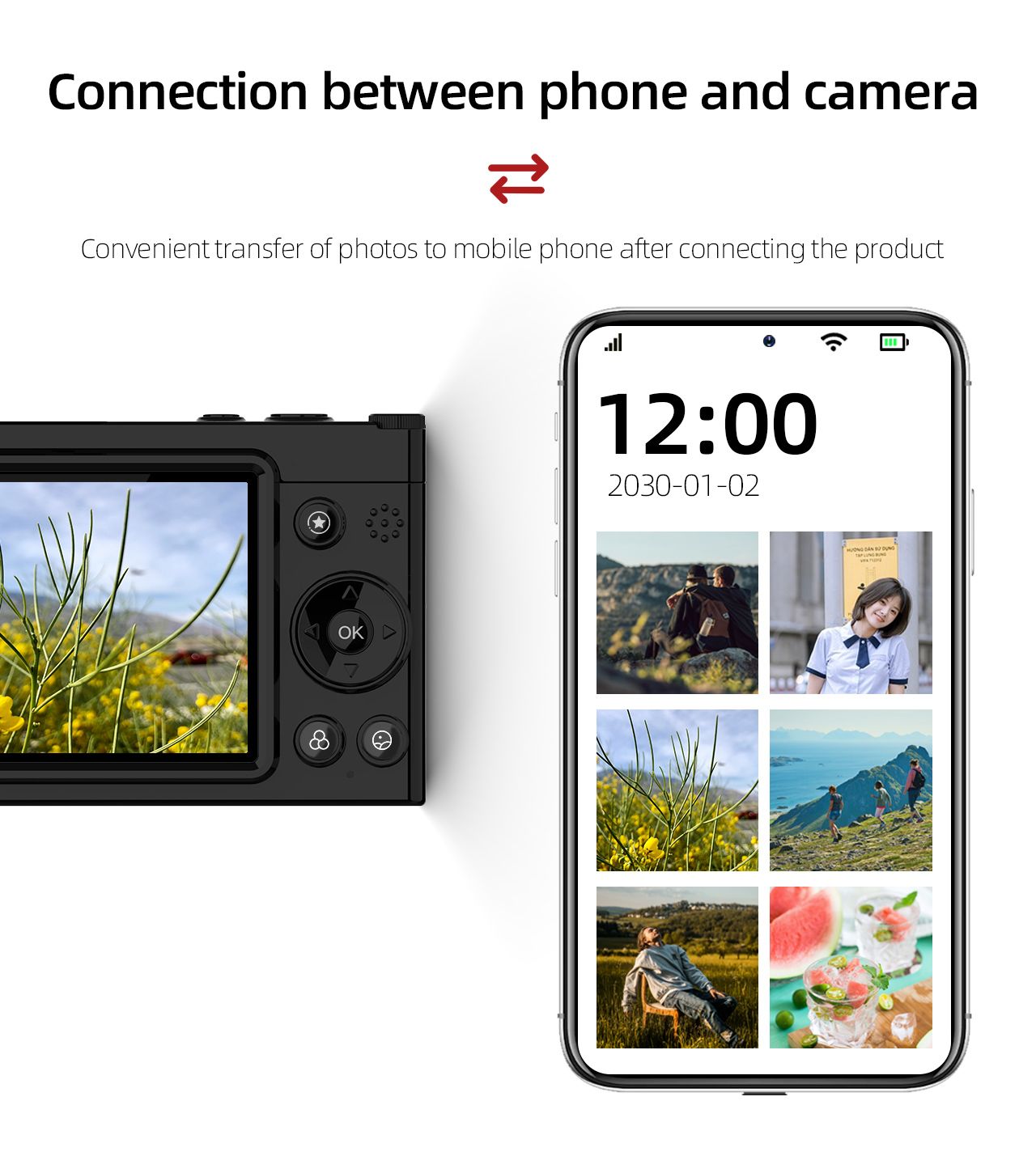 4K CCD Wifi Digital Camera 64MP Digital Video Camera with 2 Lens 2.83 Inch Touch Panel 28X Digital Zoom Built-in Flash Color Black