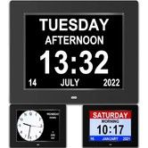 8inch Extra Large Clock Easy to Read for Elderly Senior Digital Calendar Alarm 3 Display Black