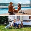Standing Misters for Outside Patio,Adjustable Height 3.2-4.1FT Misting System Line 26.5FT Portable Water Misters for Cooling Outdoor with Tripod Base Stand Mister for Backyard Pool Party