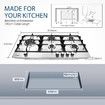 Maxkon 87cm Gas Cooktop Stove Top 5 Burner Cooker Kitchen Home Stovetop Hob LPG NG Stainless Steel Surface
