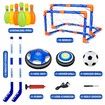 Hover Soccer Ball,4-In-1 Air Floating Soccer Toy Set,Rechargeable Hover Soccer & Hockey Ball with LED Light,Indoor Outdoor Toys,Sport Toys for Age3+