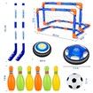 Hover Soccer Ball,4-In-1 Air Floating Soccer Toy Set,Rechargeable Hover Soccer & Hockey Ball with LED Light,Indoor Outdoor Toys,Sport Toys for Age3+