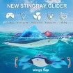 Pool Toys Remote Control Stingray Diving into Water High Simulation Robot Manta ray Lights Rechargeable Battery Great Gift RC Boat for Age3+,Blue