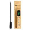 Smart Wireless Meat Thermometer with LED Display Bamboo Base, Up to 700ft App Remote Monitoring for BBQ, Grill, Oven, Rotisserie, Air Fryer, IP68 Waterproof
