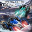 Amphibious Remote Control Car Boat with Water Spray 2.4 GHz Waterproof RC Car Monster Truck Stunt Car, Water Beach Pool RC Car Toys (Blue)