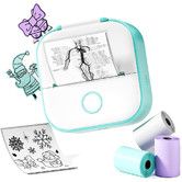 Phomemo T02 Sticker Printer, Inkless Printer Mini Printer Sticker Maker Bluetooth Thermal Pocket Printer for Study Notes, Stickers, Photos, DIY Printing, with 3 Rolls Paper, Green