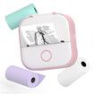 Phomemo T02 Sticker Printer, Inkless Printer Mini Printer Sticker Maker Bluetooth Thermal Pocket Printer for Study Notes, Stickers, Photos, DIY Printing, with 3 Rolls Paper, Pink