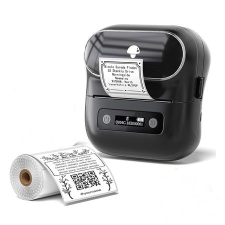 Phomemo M220 Label Maker With 1 Roll Label, 3.14 Inch Barcode Label Printer, Compatible with Phones and PC, Black