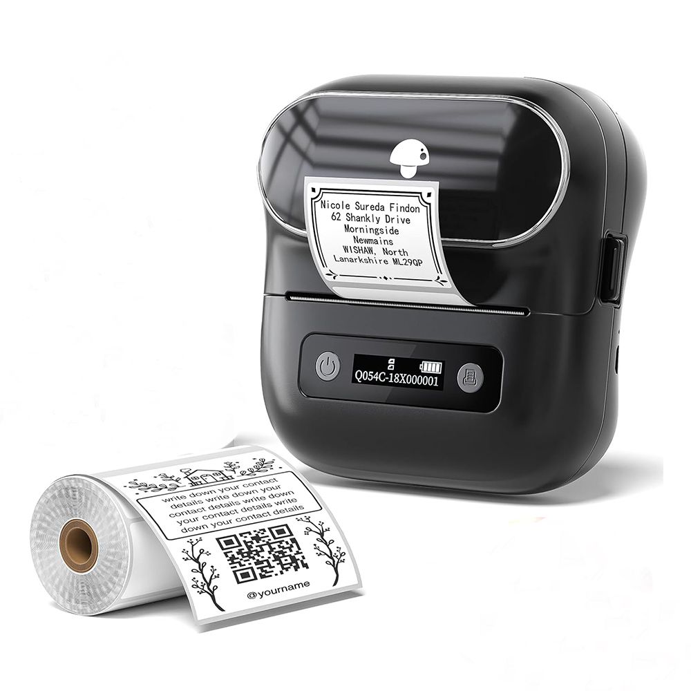 Phomemo M220 Label Maker With 1 Roll Label, 3.14 Inch Barcode Label Printer, Compatible with Phones and PC, Black