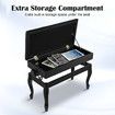 Adjustable Duet Piano Stool Bench Chair Ergonomic Modern Keyboard Double Seat Black with Storage PU Leather Cushion